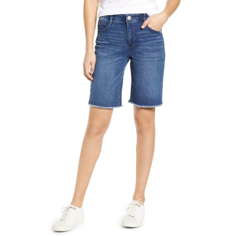 Wit & Wisdom Womens AbSolution Retro High Waist Bermuda Denim Shorts Size 2 Blue